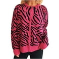 thumbnail image 1 of CheerKidz Women Round Neck Long Sleeve Printed Sweater Zipper Cardigan Jacket Casual Soft Warm Fashionable Loose Fit Lightweight Everyday Wear Outerwear Pullover Knit Top(Hot Pink,S), 1 of 5