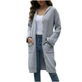 thumbnail image 1 of CheerKidz Women Solid Color Knitting Strip Long Sleeve Buttons Cardigan Sweater Coat Casual Daily Party Vacation Lightweight Soft Breathable Fashion Spring Winter Wear(Gray,L), 1 of 9