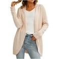 thumbnail image 1 of CheerKidz Women Solid Color Long Sleeve V Neck Knitted Cardigan Sweater Jacket Casual Fashionable Solid Color Top for Party Work Travel All Seasons(Beige,L), 1 of 9
