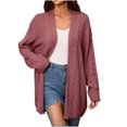 thumbnail image 1 of CheerKidz Women Solid Color Long Sleeve V Neck Knitted Cardigan Sweater Jacket Casual Fashionable Solid Color Top for Party Work Travel All Seasons(Red#1,S), 1 of 9