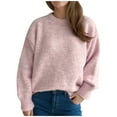 thumbnail image 1 of CheerKidz Women Sweater Casual Long Sleeve Round Neck Pullover Knitted Blouse Soft Loose Fit Fashion Winter Fall Spring Daily Wear(Pink,S), 1 of 5