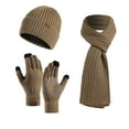 thumbnail image 1 of CheerKidz Women Winter Hat Scarf Gloves Set Warm Knitted Cap Earflap Scarf Neck Warmer and Mittens for Cold Weather Outdoor Activities Three-piece Set 11x70inch(Khaki#2,Free Size), 1 of 7