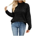 thumbnail image 1 of CheerKidz Women Winter Knitted Sweater Top Loose Casual Long Sleeve Round Neck Soft Warm Pullover Fashion Daily Wear Thanksgiving(Black#1,L), 1 of 3