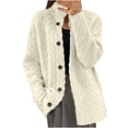 thumbnail image 1 of CheerKidz Women Winter Sweater Cardigan Long Sleeve Loose Casual Knitted Jacket Stylish Solid Color Stand Collar Outerwear for Dating Party Work Daily Wear Beach Vacation Soft(White,S), 1 of 6