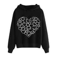 thumbnail image 1 of CheerKidz Women's All-Over Print Hooded Sweatshirt with Drop Shoulder Design Long Sleeve Oversized Fit Trendy Streetwear Pullovers(Black#3,L), 1 of 3