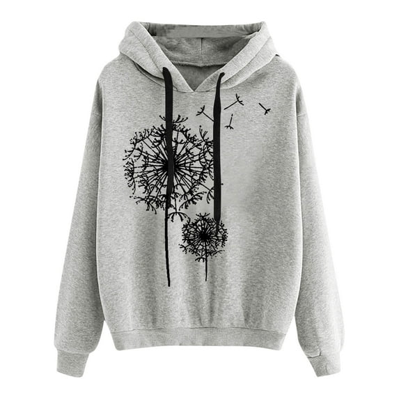 CheerKidz Women's All-Over Print Hooded Sweatshirt with Drop Shoulder Design Long Sleeve Oversized Fit Trendy Streetwear Pullovers(Gray#1,S)