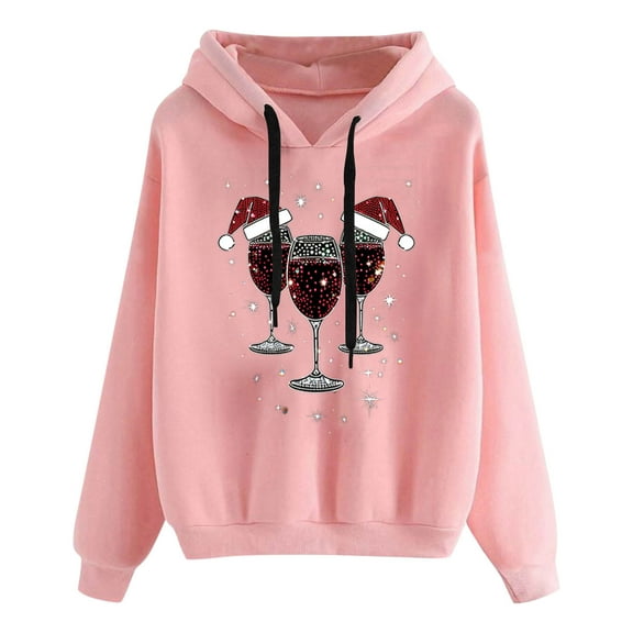 CheerKidz Women's All-Over Print Hooded Sweatshirt with Drop Shoulder Design Long Sleeve Oversized Fit Trendy Streetwear Pullovers(Pink#2,S)