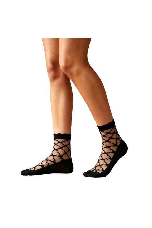 Women's Checkered Plaid Ankle Socks Ruffled Top Edge Cute Casual Spring Warm-Weather Crew Socks Solid Toe Heel Fashionable Daily Wear Hosiery (Black#3, Free Size).