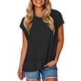 thumbnail image 1 of CheerKidz Women's Classic Round Neck Short Sleeve T-Shirt Solid Color Casual Basic Tops Comfort Fits Everyday Casual Tee(Black,S), 1 of 8