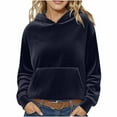 thumbnail image 1 of CheerKidz Women's Corduroy Top Casual Hooded Hoodie Long Sleeve Blouse with Pocket – Warm Textured Fabric Shirt for Fall and Winter Styling(Navy,L), 1 of 6