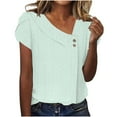 thumbnail image 1 of CheerKidz Women's Easy Wear V-Neck Short Sleeve T-Shirt Loose Solid Color Summer Top Quicking Dry Fabric for Casual Comfort(Mint Green,3XL), 1 of 5