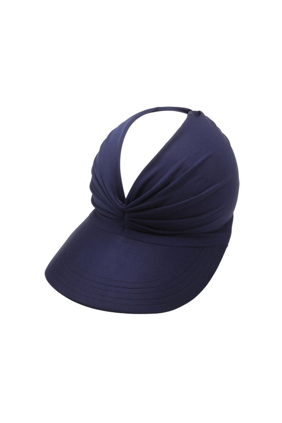 Women's Hollow Top Sun Visor Cap Adjustable Ponytail Baseball Hat Breathable Outdoor Sports Beach Golf Running Wide Brim UV Protection (NAVYBLUE).