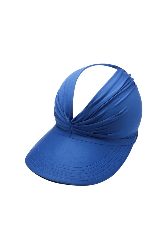 Women's Hollow Top Sun Visor Cap Adjustable Ponytail Baseball Hat Breathable Outdoor Sports Beach Golf Running Wide Brim UV Protection (ROYALBLUE).