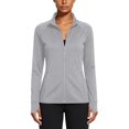 thumbnail image 1 of CheerKidz Polyester Sweatshirts, Full Zip Stand Collar Thumbhole Cuffs, Side Zip Pockets Slim Fit, Spring Outdoor Gym Running Top(Gray, S), 1 of 6