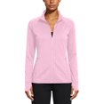 thumbnail image 1 of CheerKidz Women's Jacket Full Zip Stand Collar Thumbhole Cuffs Side Zip Pockets Polyester Spandex Slim Shape Running Gym Outdoor Activities Spring Warm Weather (Pink, L), 1 of 6