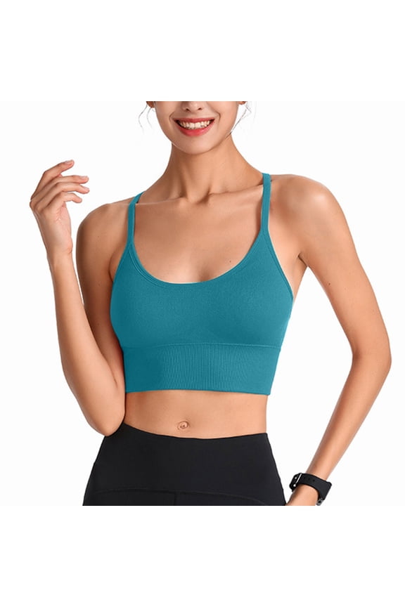 Women's Large Size Shockproof Running Fitness Sports Bras Sky Blue S