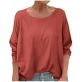 thumbnail image 1 of CheerKidz Women's Long Sleeve Round Neck Solid Color T-Shirt Fashionable Comfortable Basic Tops Versatile Layering Piece for All Seasons(Orange,S), 1 of 6