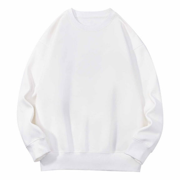 CheerKidz Women's Loose Fit Round Neck Sweatshirt - Long Sleeve Daily Wear Pullover Top Breathable Cotton Blend Casual Basic Fall Winter Layering (White,3XL)
