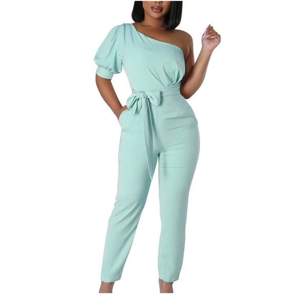 CheerKidz Women's Off Shoulder Strappy Romper Sexy Bodysuit Jumpsuit Fashionable Lady's Night Out Outfit(Mint Green,XL)