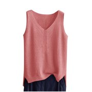 CHEERKIDZ Women's Oversized Hooded Tank Top Casual V-Neck Sleeveless Blouse,Summer Loose Fits Vacation Clothes,Fashion Tops 2025 for Layering(Watermelon Red,2XL)