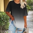thumbnail image 1 of CheerKidz Women's Plus Size Gradient Print Crew Neck Short Sleeve Basic T-Shirt for Daily Wear Black XL, 1 of 6