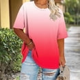 thumbnail image 1 of CheerKidz Women's Plus Size Gradient Print Crew Neck Short Sleeve Basic T-Shirt for Daily Wear Hot Pink 2XL, 1 of 6