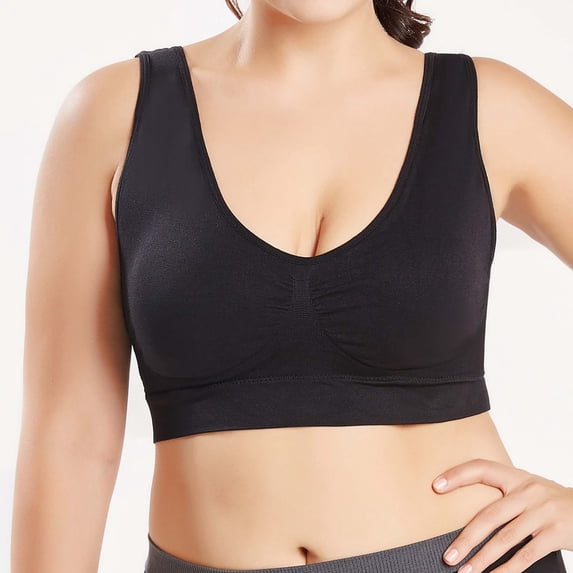 CheerKidz Women's Plus Size Sports Bra Full Coverage Black 4XL