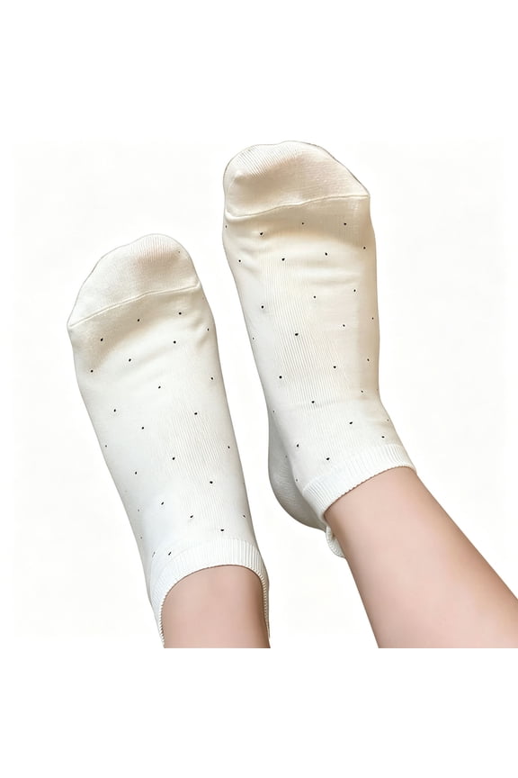 Women's Polka Dot Ankle Socks 3 Pack Thin Breathable Low Cut Short Socks Ribbed Cuff Casual Spring Warm-Weather Daily Wear Cute Fresh Style Socks Set (White, Free Size).