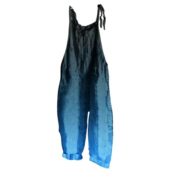 CheerKidz Women's Printed Sleeveless Overalls Jumpsuit,Casual Loose Fit Romper Pants,Trendy Denim Style 1-Piece Summer Overall Shorts(Blue#2,5XL)