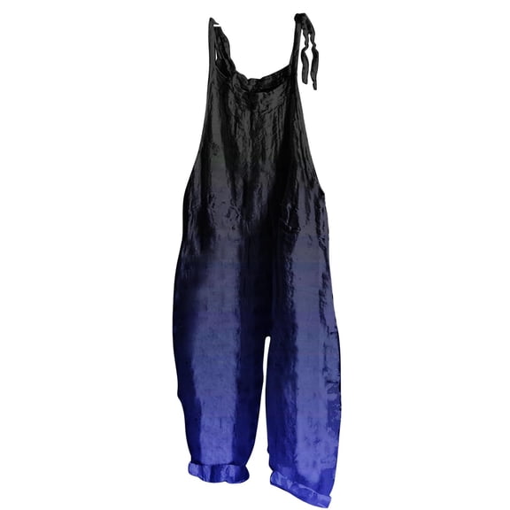 CheerKidz Women's Printed Sleeveless Overalls Jumpsuit,Casual Loose Fit Romper Pants,Trendy Denim Style 1-Piece Summer Overall Shorts(Dark Blue#2,3XL)