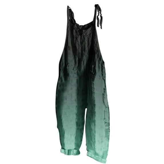 CheerKidz Women's Printed Sleeveless Overalls Jumpsuit,Casual Loose Fit Romper Pants,Trendy Denim Style 1-Piece Summer Overall Shorts(Mint Green#2,3XL)