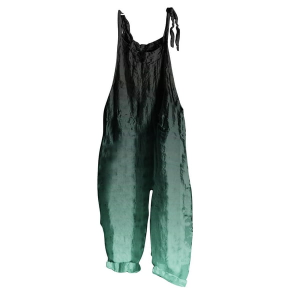 CheerKidz Women's Printed Sleeveless Overalls Jumpsuit,Casual Loose Fit Romper Pants,Trendy Denim Style 1-Piece Summer Overall Shorts(Mint Green#2,4XL)