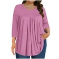 thumbnail image 1 of CheerKidz Women's Round Neck Summer Tops Spring Casual Solid Color Sleeve Shirt Breathable Comfortable Fashion Daily Wear(Pink,2XL), 1 of 6