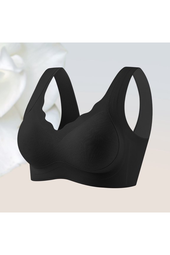 Women's Seamless Mesh Bra with Soft Support and Lifting Design, Wireless Nylon Underwear for Daily Wear, Comfortable Back Closure Bras for Women Black 2XL