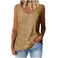 thumbnail image 1 of CheerKidz Women's Sequin Round Neck Sleeveless Tops Spring and Summer Casual Blouse,Sparkly Party Wear,Fashion Tunic for Concerts(Gold,M), 1 of 6