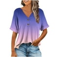 thumbnail image 1 of CheerKidz Women's Short Sleeve Turndown Collar Blouse Solid Color Button Tops Casual Office Wear Lightweight (Purple,2XL), 1 of 6