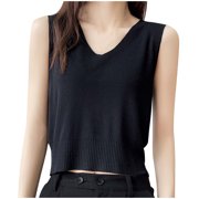 CHEERKIDZ Women's Sleeveless V-Neck Tank Top Casual Loose Fits Summer Blouse,Breathable Lightweight Vacation Clothes,Fashion Basic Soft Tunic Tops (White#1,M)