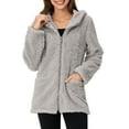 thumbnail image 1 of CheerKidz Women's Soft Plush Fleece Zip-Up Hooded Jacket with Side Pockets Long Sleeve Cozy Outerwear for Fall Winter Casual Wear(Gray,L), 1 of 5