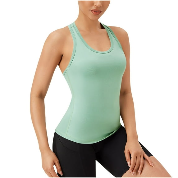 CheerKidz Women's Solid Color Fitness Sports Slim Tank Top Summer Casual Workout Yoga Vests Breathable Lightweight Sleeveless(Mint Green,M)