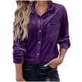 thumbnail image 1 of CheerKidz Women's Solid Color Long Sleeve Cardigan Top with Pocket and Button Front Soft Velvet Feel Casual Fall and Spring Wear(Purple,S), 1 of 9