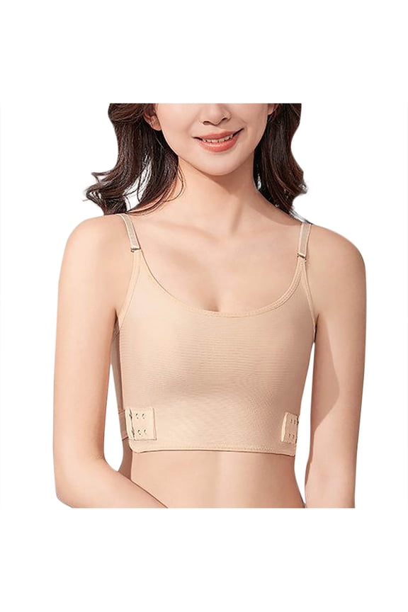 Women's Solid Color Overlapping Back Buckle Thin Cup Sports Bra - Casual Daily Wear Khaki M