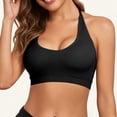 thumbnail image 1 of CheerKidz Women's Solid Color Sports Bra with Adjustable Straps - Wireless Support, Seamless Nylon Fabric for Running, Yoga, Gym Workouts, Daily Casual Wear, High Waist Design Black L, 1 of 9