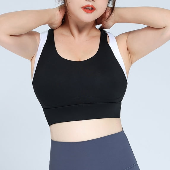 CheerKidz Women's Solid Color Sports Bra with Cotton Pads - Yoga, Gym, Everyday Wear Black 3XL