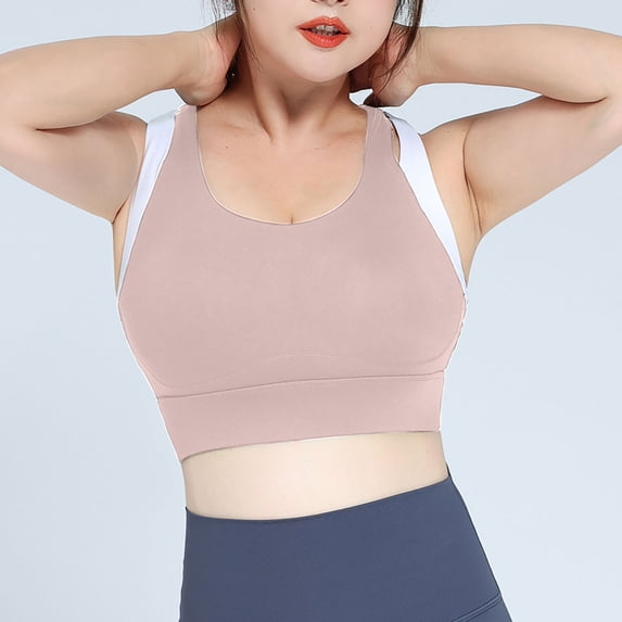 CheerKidz Women's Solid Color Sports Bra with Cotton Pads - Yoga, Gym, Everyday Wear Pink 3XL