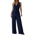 thumbnail image 1 of CheerKidz Women's Summer Casual Sleeveless Suspender Jumpsuit Solid Color Romper with Adjustable Straps, Breathable Lightweight Jumpsuit,Comfortable Stylish Outfit(Navy,M), 1 of 5