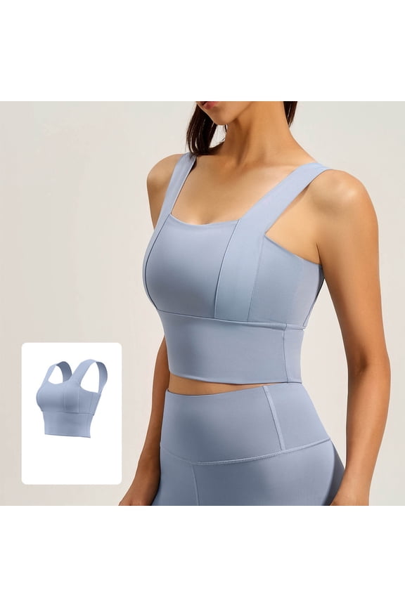 Women's Summer Short-sleeved Fashion Fitness Yoga Sports Bra With Underwire Elastic Slim-fitting Gathered Light Blue M