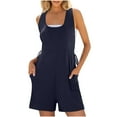 thumbnail image 1 of CheerKidz Women's Summer Sleeveless Tank Jumpsuit Romper with Side Pockets Breathable Casual Overalls for Outdoor Travel Beach(Navy,L), 1 of 6