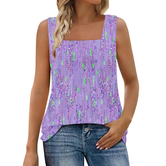 CheerKidz Women's V-Neck Sleeveless Solid Summer Casual Tops Spring and Summer Fashion Trendy Tunic, Breathable Vacation Wear(Purple#5,XL)