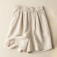 thumbnail image 1 of CheerKidz Women's Versatile High Waisted Short Pants with Pockets Loose Fitting Linen Wide Leg Design Shorts for Summer Travel Everyday Fashionable Wear, 1 of 6