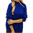 thumbnail image 1 of CheerKidz Womens Casual Fashion Knitwear Long Sleeve Round Neck Printed Sweater Stylish Lightweight Soft Tops for Spring Summer Daily Wear(Blue,M), 1 of 4